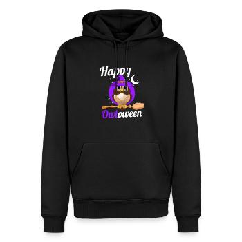 Owl Lover Birds Of Prey Ornithologue Happy Owlowe - Sweat à capuche Premium bio Homme - noir - Devant - Nico (187cm)