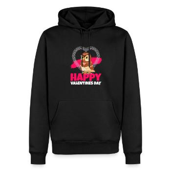 Happy Valentines Day Birds Of Prey Owl Enthusiast - Männer Premium Bio Hoodie - Schwarz - Vorne - Nico (187cm)