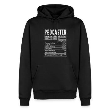 Podcasteur Podcast - Sweat à capuche Premium bio Homme - noir - Devant - Nico (187cm)