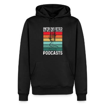 Podcasteur Podcast - Sweat à capuche Premium bio Homme - noir - Devant - Nico (187cm)