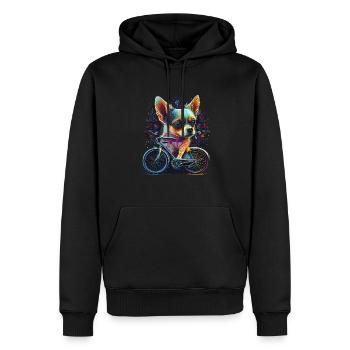 Chihuahua | Fahrrad | Hund | Radfahren | Radfahrer - Männer Premium Bio Hoodie - Schwarz - Vorne - Nico (187cm)
