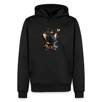 Chihuahua mit Schmetterling |Süßer Hund Bunt Natur - Männer Premium Bio Hoodie - Schwarz - Vorne - Nico (187cm)