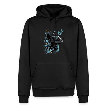 Chihuahua mit Schmetterling |Süßer Hund Bunt Natur - Männer Premium Bio Hoodie - Schwarz - Vorne - Nico (187cm)