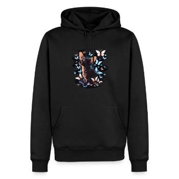 Chihuahua mit Schmetterling |Süßer Hund Bunt Natur - Männer Premium Bio Hoodie - Schwarz - Vorne - Nico (187cm)
