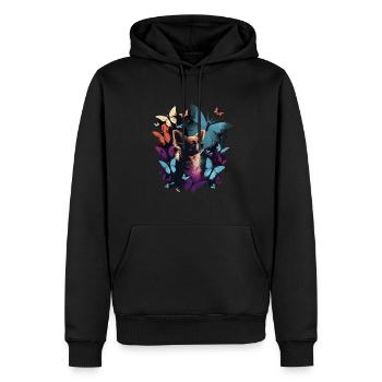 Chihuahua mit Schmetterling |Süßer Hund Bunt Natur - Männer Premium Bio Hoodie - Schwarz - Vorne - Nico (187cm)