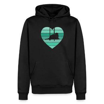 Vintage Heart Weasel Ferret Retro Cute - Männer Premium Bio Hoodie - Schwarz - Vorne - Nico (187cm)