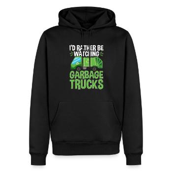 Camions à ordures, journée des ordures, collecte des ordures - Sweat à capuche Premium bio Homme - noir - Devant - Nico (187cm)