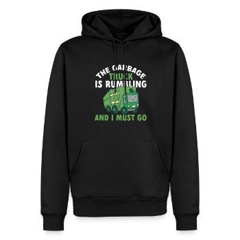 Camions à ordures, journée des ordures, collecte des ordures - Sweat à capuche Premium bio Homme - noir - Devant - Nico (187cm)