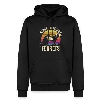 Facilement excité par les furets Pet Animal Retro Weasel - Sweat à capuche Premium bio Homme - noir - Devant - Nico (187cm)