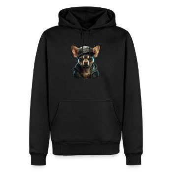 Chihuahua | Chien Cool | Rap | Hip-Hop | Gangster - Sweat à capuche Premium bio Homme - noir - Devant - Nico (187cm)