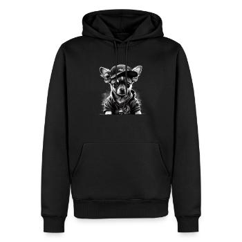 Chihuahua |Cool Dog | Rap | Hip-Hop | Gangster | - Men’s Premium Organic Hoodie - black - Front - Nico (187cm)