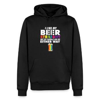 Proud Ally LGBT I Like My Beer Straight Rainbow - Männer Premium Bio Hoodie - Schwarz - Vorne - Nico (187cm)