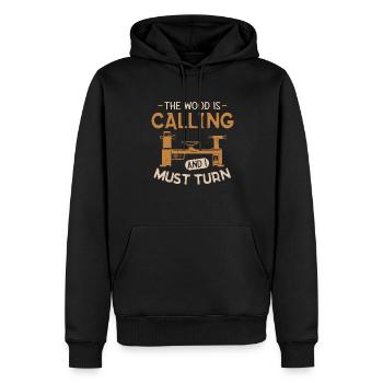 Turning Wood Lathe Lathe - Men’s Premium Organic Hoodie - black - Front - Nico (187cm)