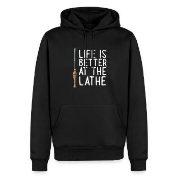 Turning Wood Lathe Lathe - Men’s Premium Organic Hoodie - black - Front - Nico (187cm)