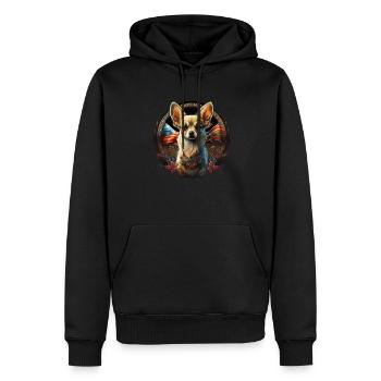 Chihuahua | Ukraine Peace & Love Flag Help Dog - Men’s Premium Organic Hoodie - black - Front - Nico (187cm)