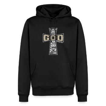 Love God Publicly Jesus Christ Believer Religious - Men’s Premium Organic Hoodie - black - Front - Nico (187cm)