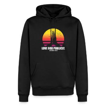 Love God Publicly Bible Verse Quote Jesus Church - Men’s Premium Organic Hoodie - black - Front - Nico (187cm)