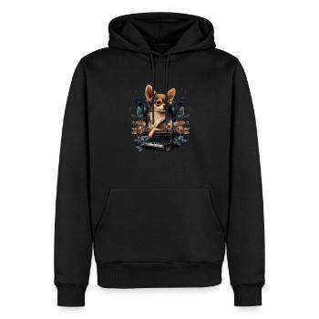 Chihuahua spielt Klavier Piano Klassische Musik - Männer Premium Bio Hoodie - Schwarz - Vorne - Nico (187cm)