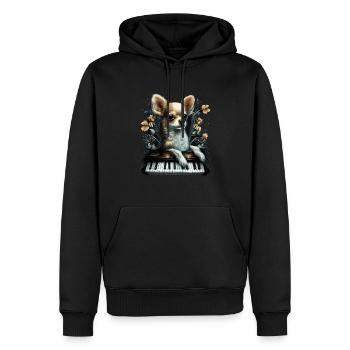 Chihuahua spielt Klavier Piano Klassische Musik - Männer Premium Bio Hoodie - Schwarz - Vorne - Nico (187cm)