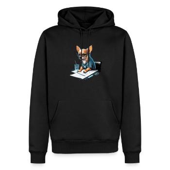 Chihuahua | Home Office Job Arbeit Laptop Krawatte - Männer Premium Bio Hoodie - Schwarz - Vorne - Nico (187cm)