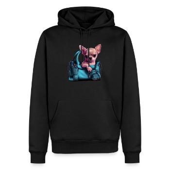 Chihuahua | Türkis Handtasche Welpe Girlie - Männer Premium Bio Hoodie - Schwarz - Vorne - Nico (187cm)