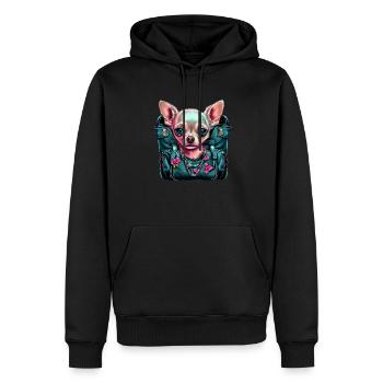 Pink Chihuahua | Rosa Handtasche Welpe Girlie - Männer Premium Bio Hoodie - Schwarz - Vorne - Nico (187cm)