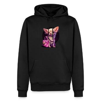 Pink Chihuahua | Rosa Handtasche Welpe Girlie - Männer Premium Bio Hoodie - Schwarz - Vorne - Nico (187cm)