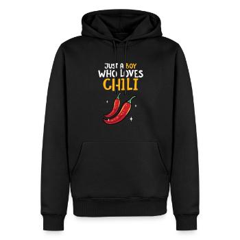 Red Pepper Hot Spicy Food Men Just A Boy Who Loves - Men’s Premium Organic Hoodie - black - Front - Nico (187cm)