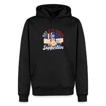 Pas islandais mais voyageur de campagne solidaire - Sweat à capuche Premium bio Homme - noir - Devant - Nico (187cm)