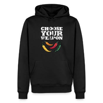 Drôle Choisissez votre arme Piment piment épicé chaud Lo - Sweat à capuche Premium bio Homme - noir - Devant - Nico (187cm)
