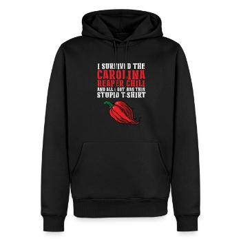 I Survived The Carolina Reaper Chili Pepper Hot Sp - Männer Premium Bio Hoodie - Schwarz - Vorne - Nico (187cm)