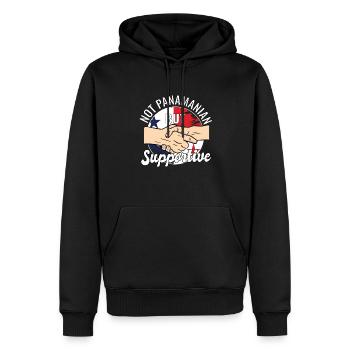 Pas panaméen mais voyageur de campagne solidaire - Sweat à capuche Premium bio Homme - noir - Devant - Nico (187cm)