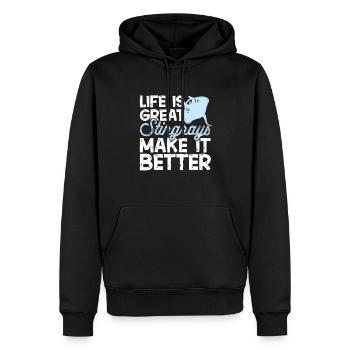 Raies pastenagues, raies manta, raies océaniques, raies - Sweat à capuche Premium bio Homme - noir - Devant - Nico (187cm)