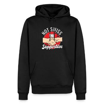 Pas suisse mais un voyageur de campagne solidaire - Sweat à capuche Premium bio Homme - noir - Devant - Nico (187cm)