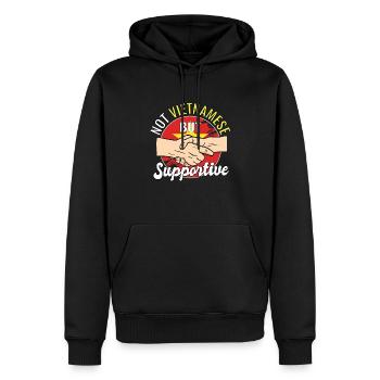 Pas vietnamien mais voyageur de campagne solidaire - Sweat à capuche Premium bio Homme - noir - Devant - Nico (187cm)