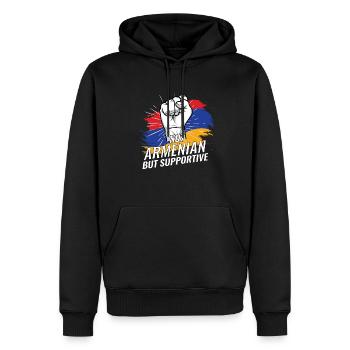 Pas arménien mais favorable Arménie pays drapeau - Sweat à capuche Premium bio Homme - noir - Devant - Nico (187cm)