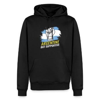 Pas argentin mais un drapeau argentin de soutien - Sweat à capuche Premium bio Homme - noir - Devant - Nico (187cm)