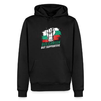 Not Bulgarian But Supportive Bulgaria Flag - Men’s Premium Organic Hoodie - black - Front - Nico (187cm)