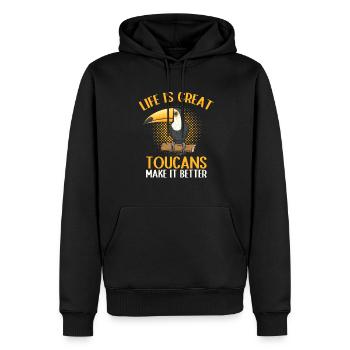 Toucan Bird Rainforest - Sweat à capuche Premium bio Homme - noir - Devant - Nico (187cm)