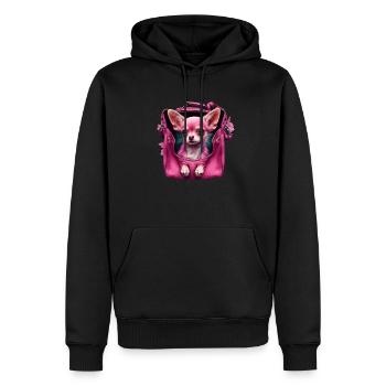 Pink Chihuahua | Rosa Handtasche Welpe Girlie - Männer Premium Bio Hoodie - Schwarz - Vorne - Nico (187cm)