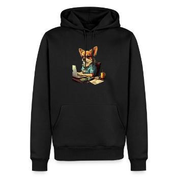 Chihuahua | Home Office Job Arbeit Laptop Krawatte - Männer Premium Bio Hoodie - Schwarz - Vorne - Nico (187cm)