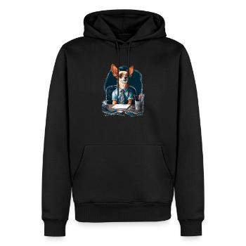 Chihuahua | Home Office Job Arbeit Laptop Krawatte - Männer Premium Bio Hoodie - Schwarz - Vorne - Nico (187cm)
