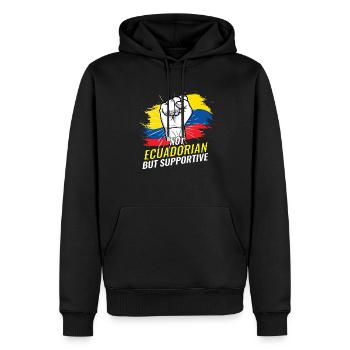Pas équatorien mais favorable au drapeau équatorien - Sweat à capuche Premium bio Homme - noir - Devant - Nico (187cm)