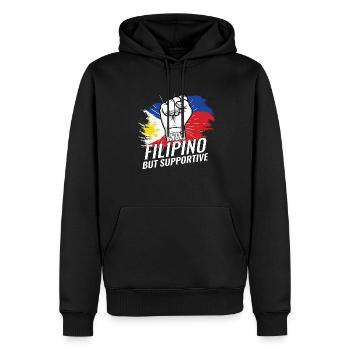 Pas philippin mais favorable au drapeau philippin - Sweat à capuche Premium bio Homme - noir - Devant - Nico (187cm)