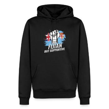Pas fidjien mais un pays de drapeau fidjien favorable - Sweat à capuche Premium bio Homme - noir - Devant - Nico (187cm)