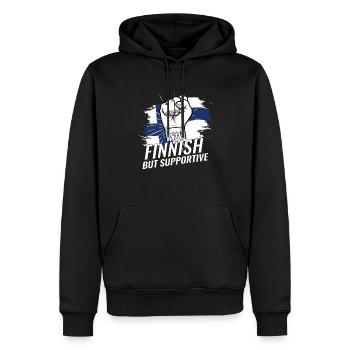 Pas finlandais mais favorable à la Finlande Pays du drapeau - Sweat à capuche Premium bio Homme - noir - Devant - Nico (187cm)