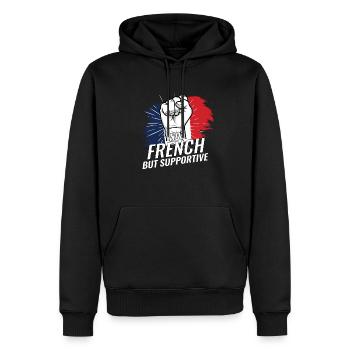 Pas français mais favorable à la France Pays du drapeau - Sweat à capuche Premium bio Homme - noir - Devant - Nico (187cm)
