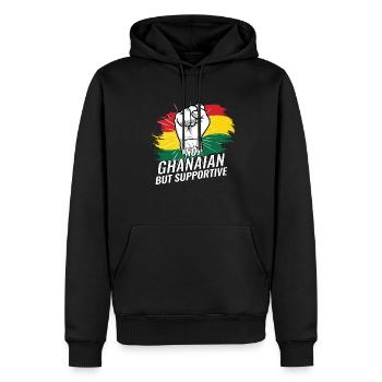 Pas ghanéen mais favorable au Ghana - Sweat à capuche Premium bio Homme - noir - Devant - Nico (187cm)