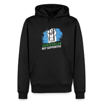 Pas guatémaltèque mais un drapeau guatémaltèque de soutien - Sweat à capuche Premium bio Homme - noir - Devant - Nico (187cm)