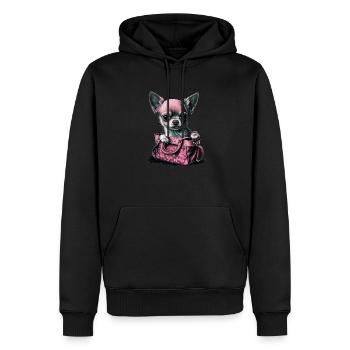 Pink Chihuahua | Rosa Handtasche Welpe Girlie - Männer Premium Bio Hoodie - Schwarz - Vorne - Nico (187cm)
